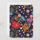 Trendy boho heldere kleurrijke bloemenbruiloft kaart (Achterkant)