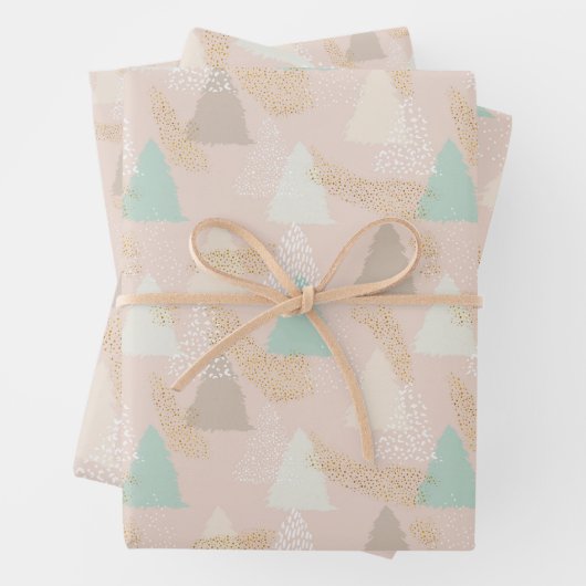 Trendy Boho kerstbomen Holiday Inpakpapier Vel (In situ)