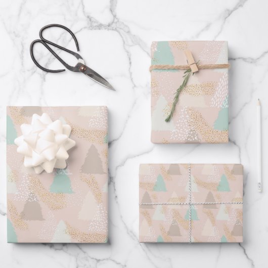 Trendy Boho Kerstbomen Vakantie Inpakpapier Vel (Voorkant)