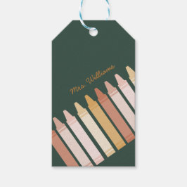 Trendy Boho Kleuren Crayon Leraar Naam Cadeaulabel