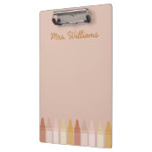 Trendy Boho Kleuren Crayon Leraar Naam Klembord (Links)