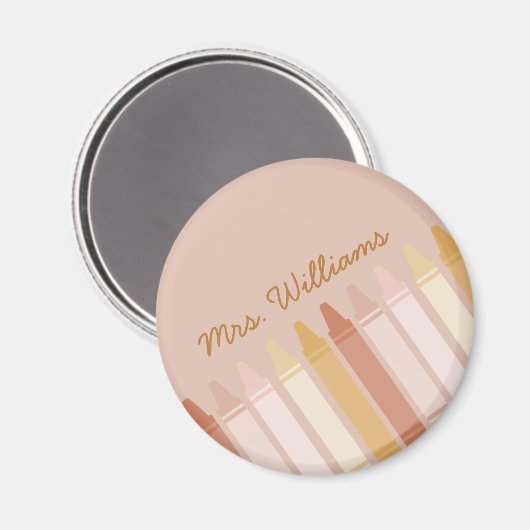 Trendy Boho Kleuren Crayon Leraar Naam Magneet (Voorkant / Achterkant)