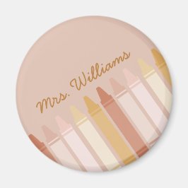 Trendy Boho Kleuren Crayon Leraar Naam Magneet