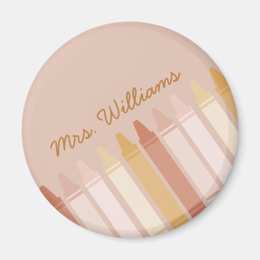 Trendy Boho Kleuren Crayon Leraar Naam Magneet (Voorkant)