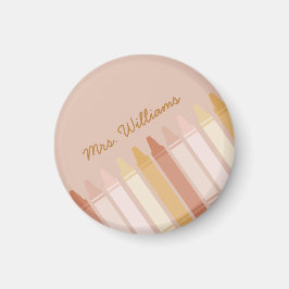 Trendy Boho Kleuren Crayon Leraar Naam Magneet