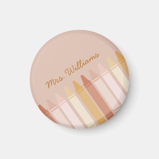 Trendy Boho Kleuren Crayon Leraar Naam Magneet (Voorkant)