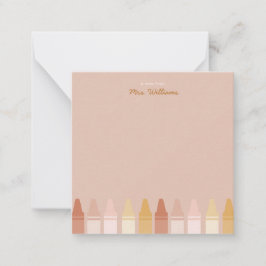 Trendy Boho Kleuren Crayon Leraar Naam Notitiekaartje