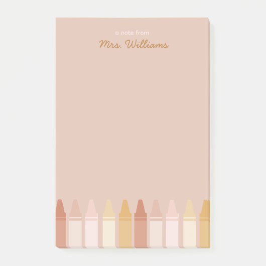 Trendy Boho Kleuren Crayon Leraar Naam Post-it® Notes (Voorkant)
