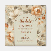 Trendy Boho Koper Ivory Olijfgroen Bloemig Save th Magneet (Voorkant)