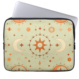 Trendy Boho-laptophoes | Spirituele zon en maan Laptop Sleeve