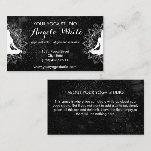 Trendy Boho Mandala Chic Celestial Black White Visitekaartje (Voorkant / Achterkant)