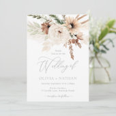 Trendy Boho Neutral Bloemen Trouwen Kaart (Staand voorkant)