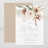 Trendy Boho Neutral Bloemen Trouwen Kaart (Voorkant / Achterkant)