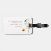 Trendy Boho Neutrale Herfst Wildbloemen op Wit Bagagelabel (Achterkant horizontaal)