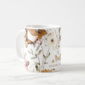 Trendy Boho Neutrale Herfst Wildbloemen op Wit Koffiemok (Voorkant links)