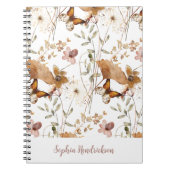 Trendy Boho Neutrale Herfst Wildbloemen op Wit Notitieboek (Voorkant)