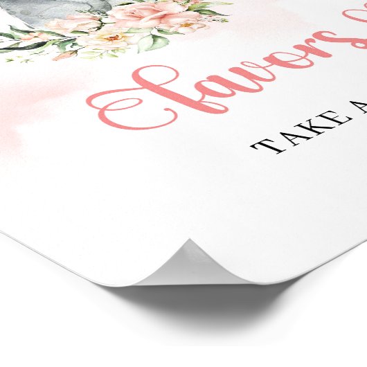 Trendy boho olifant blauw bloemeneucalyptus gunste poster (Hoek)