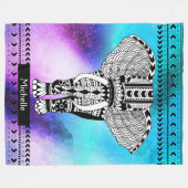 Trendy Boho Paarse Space Nebula Tribal Elephant Fleece Deken (Voorkant (Horizontaal))