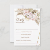 Trendy Boho Pampas Grass Dusty Roos Gedroogde Palm RSVP Kaartje (Voorkant)