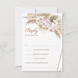 Trendy Boho Pampas Grass Dusty Roos Gedroogde Palm RSVP Kaartje