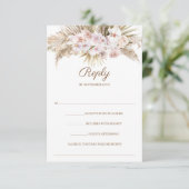 Trendy Boho Pampas Grass Dusty Roos Gedroogde Palm RSVP Kaartje (Staand voorkant)