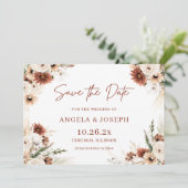 Trendy Boho Pampas Grass Floral Terracotta Save The Date (Staand voorkant)