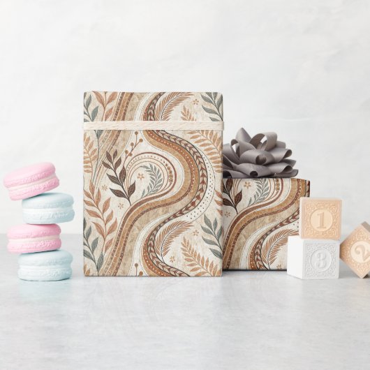 Trendy Boho Patroon Wrapping Paper Roll Cadeaupapier (Baby Shower)