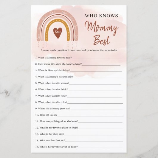 Trendy Boho Rainbow die mama het beste spel kent (Voorkant)