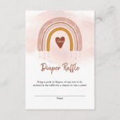 Trendy Boho Rainbow Dusty Pink Diaper Raffle Informatiekaartje (Voorkant)