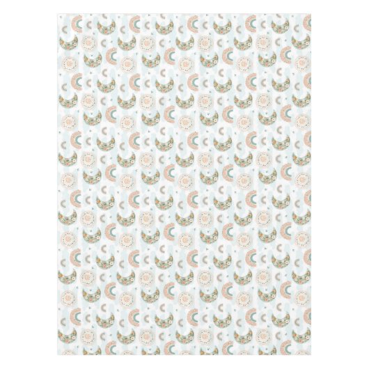 Trendy Boho Rainbow Floral Moon Sun Baby shower Tafelkleed (Voorkant)