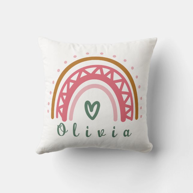 Trendy Boho Rainbow met een persoonlijke naam Kussen (Achterkant)