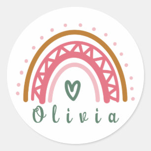 Trendy Boho Rainbow met een persoonlijke naam Ronde Sticker