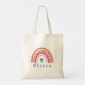 Trendy Boho Rainbow met een persoonlijke naam Tote Bag (Achterkant)