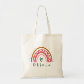 Trendy Boho Rainbow met een persoonlijke naam Tote Bag (Voorkant)