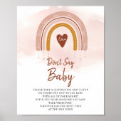Trendy Boho Rainbow Zeg geen Baby-spelcode Poster (Voorkant)