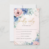 Trendy boho romantische stoffige roze gouden lijst RSVP kaartje (Voorkant)