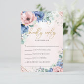 Trendy boho romantische stoffige roze gouden lijst RSVP kaartje (Staand voorkant)