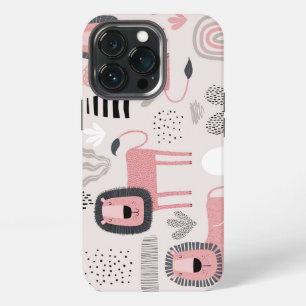 Trendy Boho Roze Groen Geel Stoer Hoesje iPhone 13 Pro Hoesje