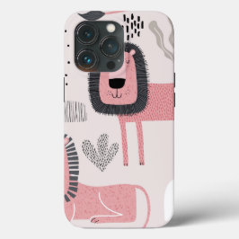 Trendy Boho Roze Leeuw Modern Stoer Hoesje