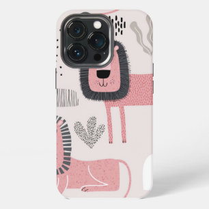 Trendy Boho Roze Leeuw Moderne Stevige Hoes iPhone 13 Pro Hoesje