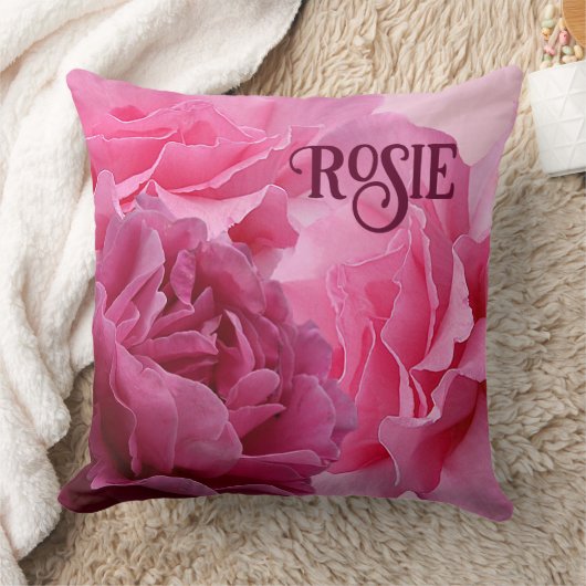 Trendy boho schattig roze roos naam Rosie aanpasba Kussen (Deken)