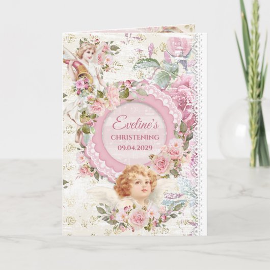 Trendy boho shabby chique engelen doop (Voorkant)