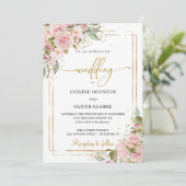 Trendy Boho stoffige roze rozen gouden geometrisch Kaart (Staand voorkant)