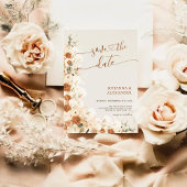 Trendy Boho Terracotta Bloemen QR Code Huwelijk Save The Date