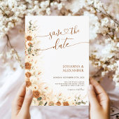 Trendy Boho Terracotta Bloemen QR Code Huwelijk Save The Date