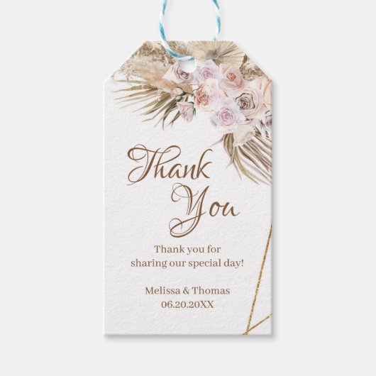 Trendy Boho Tropical Dried Flowers Pampas Grass Cadeaulabel (Voorkant)