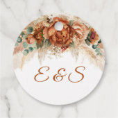 Trendy boho tropical terracotta floral initialen bedankjes labels (Achterkant)