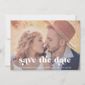 Trendy Boho Typografie Foto Save the Date (Voorkant)