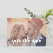Trendy Boho Typografie Foto Save the Date (Staand voorkant)