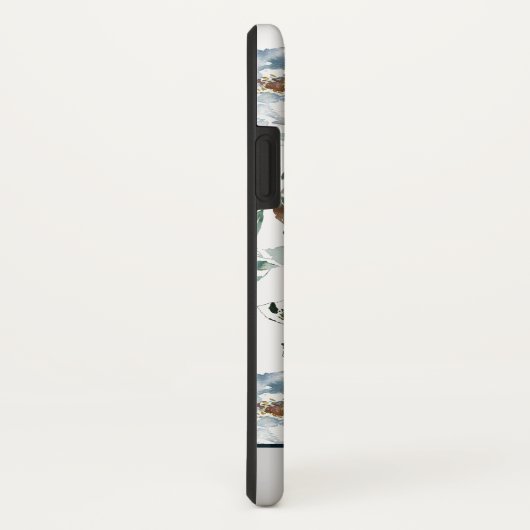 Trendy Boho veren en blauwe bloemen monogram Case-Mate iPhone Case (Achterkant/rechts)